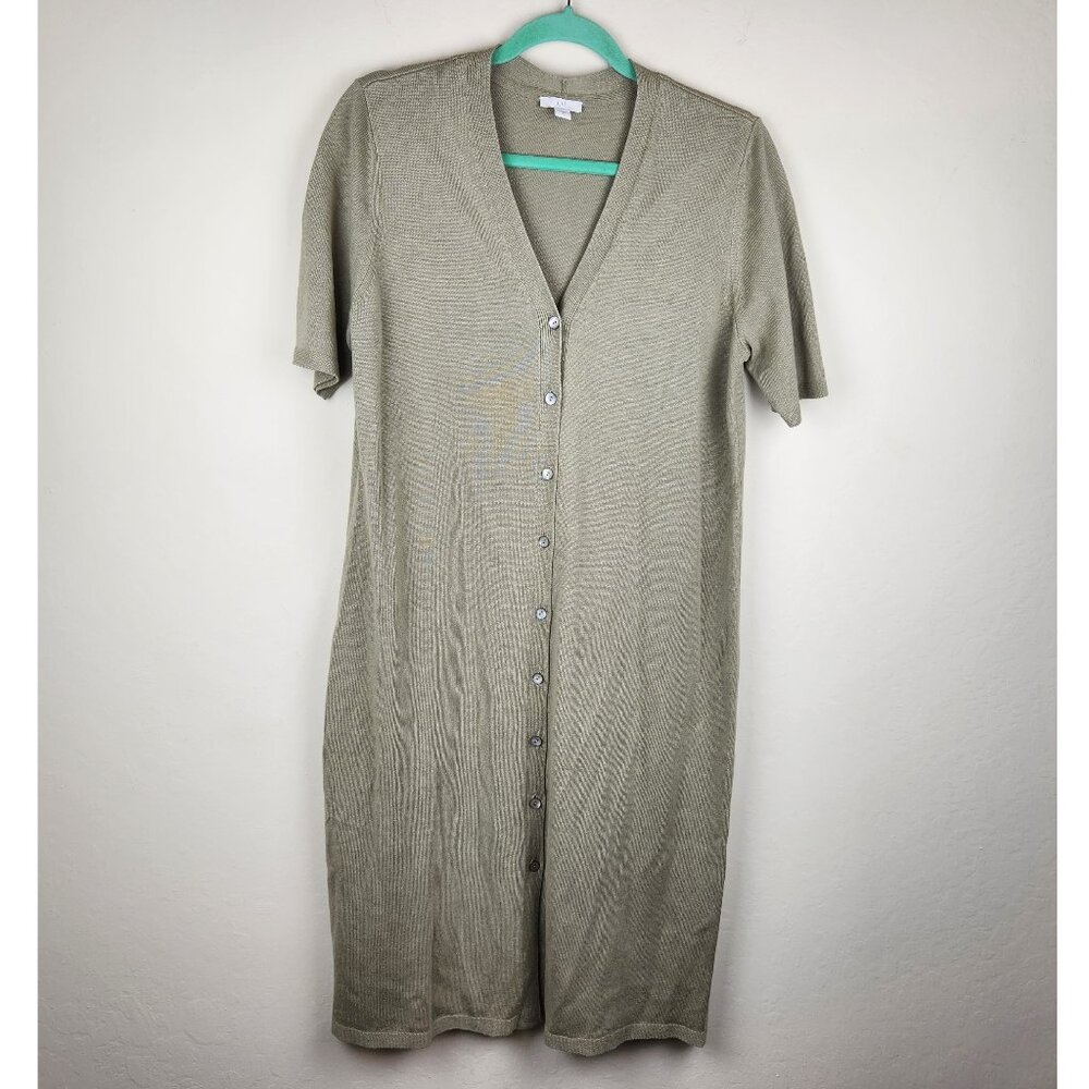J. Jill Linen Blend Short Sleeve Button Front Long Cardigan Sweater sz M